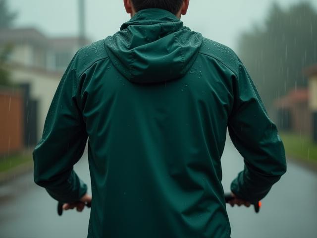 Wasserdichte Funktionsjacke beim Radfahren im Regen